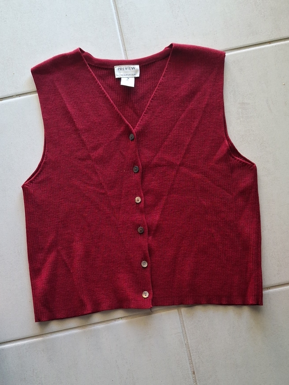 Preview Collection Burgundy Button-Front Knit Vest